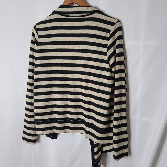Velvet by Graham & Spencer Violetta Striped Asymmetrical Soft Knit Cardigan sz L - Picture 2 of 4